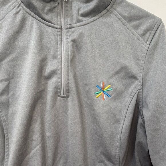 The North Face Gray Quarter-Zip Pullover with Colorful Logo - Picture 3 of 8